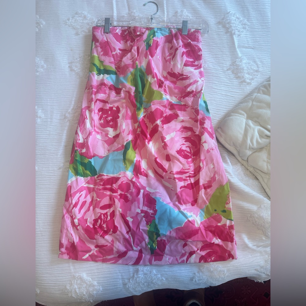 Lilly Pulitzer strapless dress first impressions rose vintage